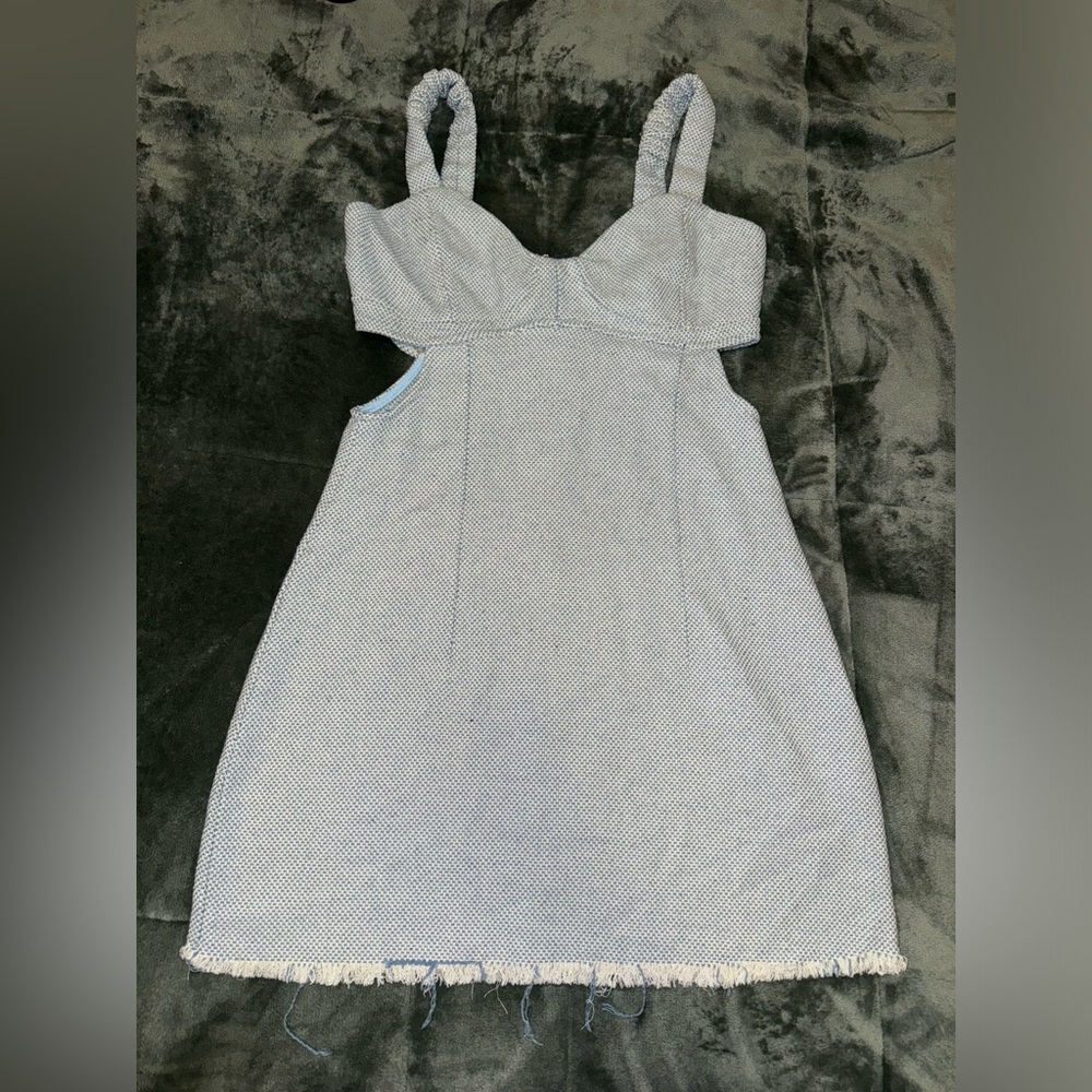 Quzu Women’s Baby Blue Dress Size EUR 40 US L MEX 30 Side cut outs & full zipper
